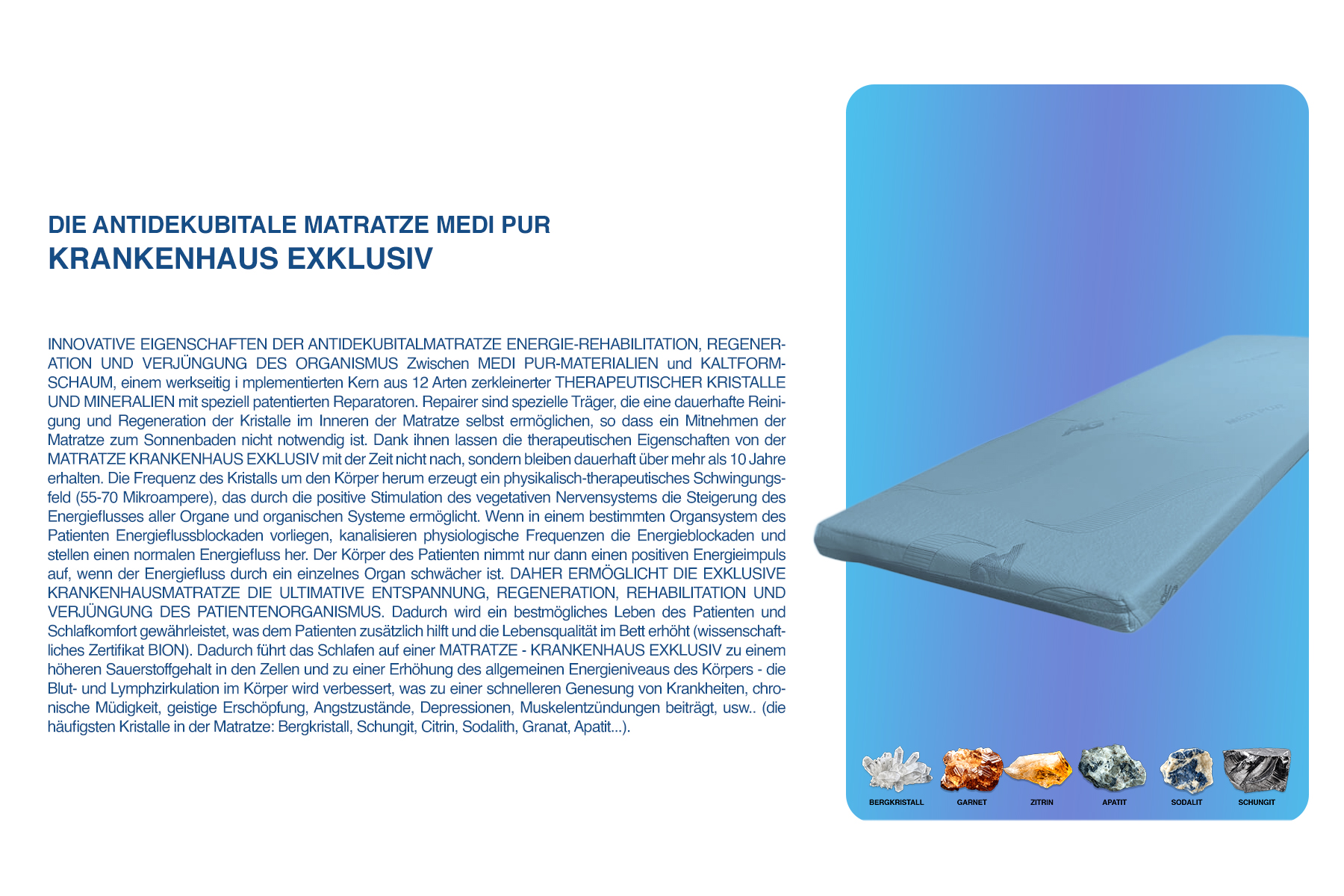 ANTI-DEKUBITAL-MATRATZE MEDI PUR – KRANKENHAUS KRISTALLTHERAPIE EXKLUSIV – Bild 8